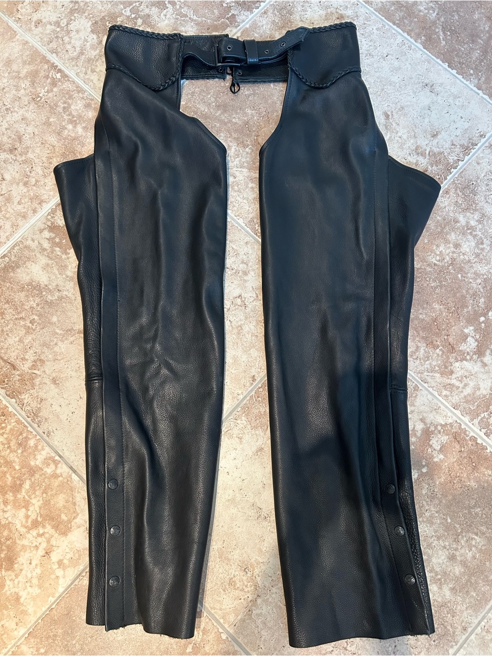 Black Leather Chaps USA made by Fox Creek Deluxe Size XL/XXL-Heavy Weight